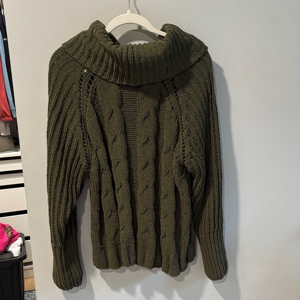 Green Cowl Neck Sweater